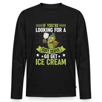 Pickleball Spieler Soft Serve Eiscreme - Männer Premium Bio Langarmshirt - Schwarz - Vorne - Nico (187cm)
