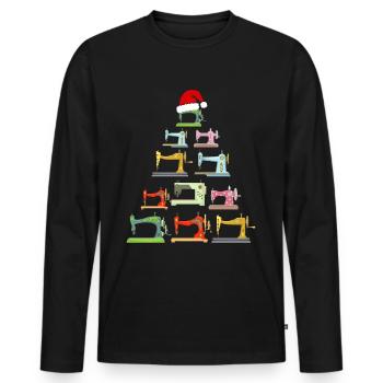Sapin de Noël des machines à coudre Noël - T-shirt manches longues Premium bio Homme - noir - Devant - Nico (187cm)