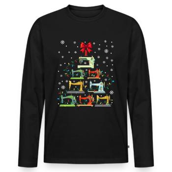 Christmas Tree from Sewing Machines Christmas - Men's Premium Organic Long Sleeve Shirt - black - Front - Nico (187cm)