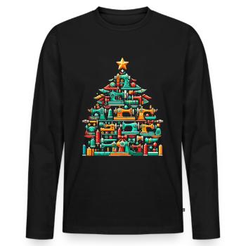 Sapin de Noël des machines à coudre Noël - T-shirt manches longues Premium bio Homme - noir - Devant - Nico (187cm)