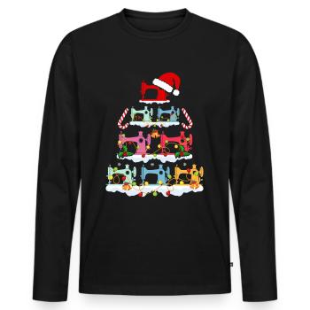 Christmas Tree from Sewing Machines Christmas - Men's Premium Organic Long Sleeve Shirt - black - Front - Nico (187cm)