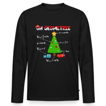 Géométrie de Noël, arbre de Noël et mathématiques - T-shirt manches longues Premium bio Homme - noir - Devant - Nico (187cm)