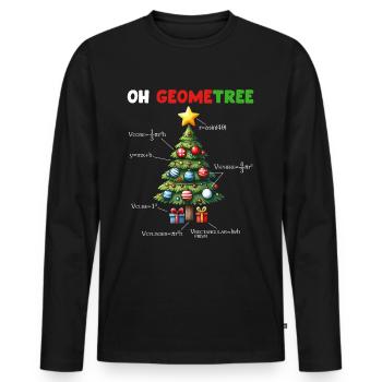 Géométrie de Noël, arbre de Noël et mathématiques - T-shirt manches longues Premium bio Homme - noir - Devant - Nico (187cm)