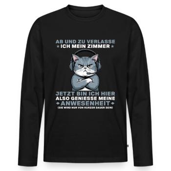 Gamer Katze - Geniesse Meine Anwesenheit - Männer Premium Bio Langarmshirt - Schwarz - Vorne - Nico (187cm)