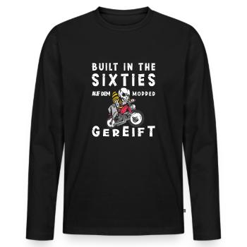 Motorrad Geschenk Biker Spruch Geboren in den 60er - Männer Premium Bio Langarmshirt - Schwarz - Vorne - Nico (187cm)