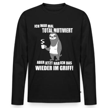 Ich war mal total motiviert - Männer Premium Bio Langarmshirt - Schwarz - Vorne - Nico (187cm)