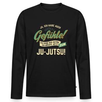 Gefuehle - ich moechte Sport - Ju-Jutsu! - - Männer Premium Bio Langarmshirt - Schwarz - Vorne - Nico (187cm)