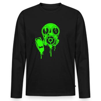 Gasmaske Maske Neon Horror Mask Grusel T-Shirt - Männer Premium Bio Langarmshirt - Schwarz - Vorne - Nico (187cm)