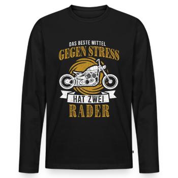 Motorradfahrer Das Beste Mittel Gegen Stress - Männer Premium Bio Langarmshirt - Schwarz - Vorne - Nico (187cm)