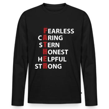 Fête des pères sans scrupule Honnête serviable - T-shirt manches longues Premium bio Homme - noir - Devant - Nico (187cm)