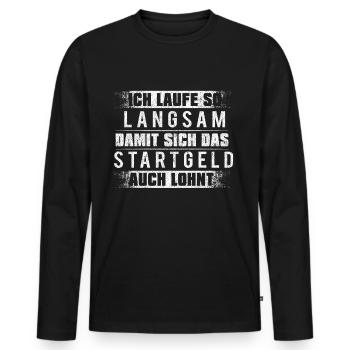 Courir Jogging, je marche si lentement - T-shirt manches longues Premium bio Homme - noir - Devant - Nico (187cm)