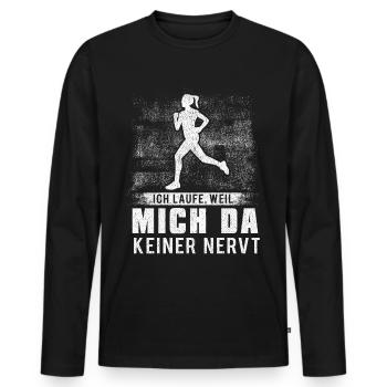 Courir Jogging Dire que je cours parce que moi - T-shirt manches longues Premium bio Homme - noir - Devant - Nico (187cm)