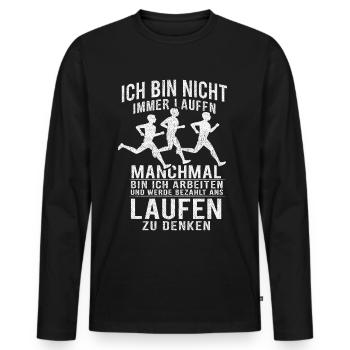 Courir faire du jogging Dire que je ne cours pas toujours - T-shirt manches longues Premium bio Homme - noir - Devant - Nico (187cm)