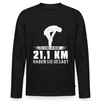 Exécution de devis de jogging Oui seulement 21,1 km - T-shirt manches longues Premium bio Homme - noir - Devant - Nico (187cm)