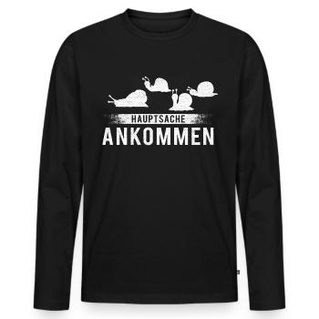 Courir courir en disant que le principal est d'arriver - T-shirt manches longues Premium bio Homme - noir - Devant - Nico (187cm)