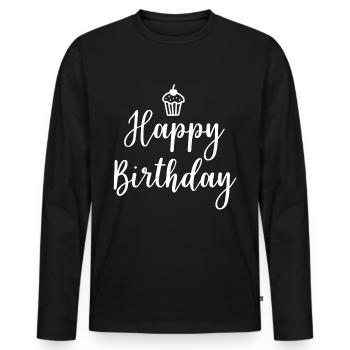 Joyeux anniversaire - T-shirt manches longues Premium bio Homme - noir - Devant - Nico (187cm)