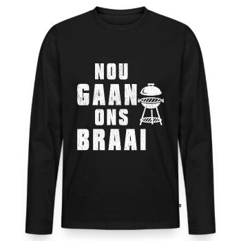 nou gaan ons braai histoire noire - T-shirt manches longues Premium bio Homme - noir - Devant - Nico (187cm)