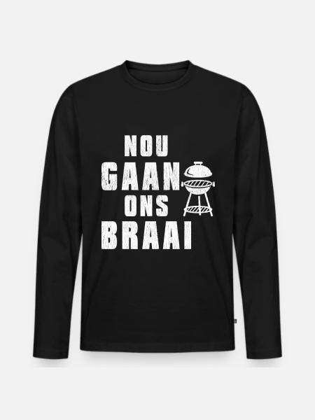 nou gaan ons braai black history - Men's Premium Organic Long Sleeve Shirt - black