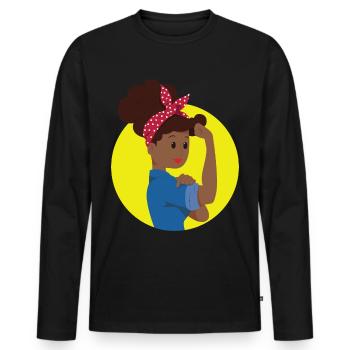 we can do it Black History - Men's Premium Organic Long Sleeve Shirt - black - Front - Nico (187cm)