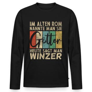 Lustige Winzer Sprüche - Männer Premium Bio Langarmshirt - Schwarz - Vorne - Nico (187cm)