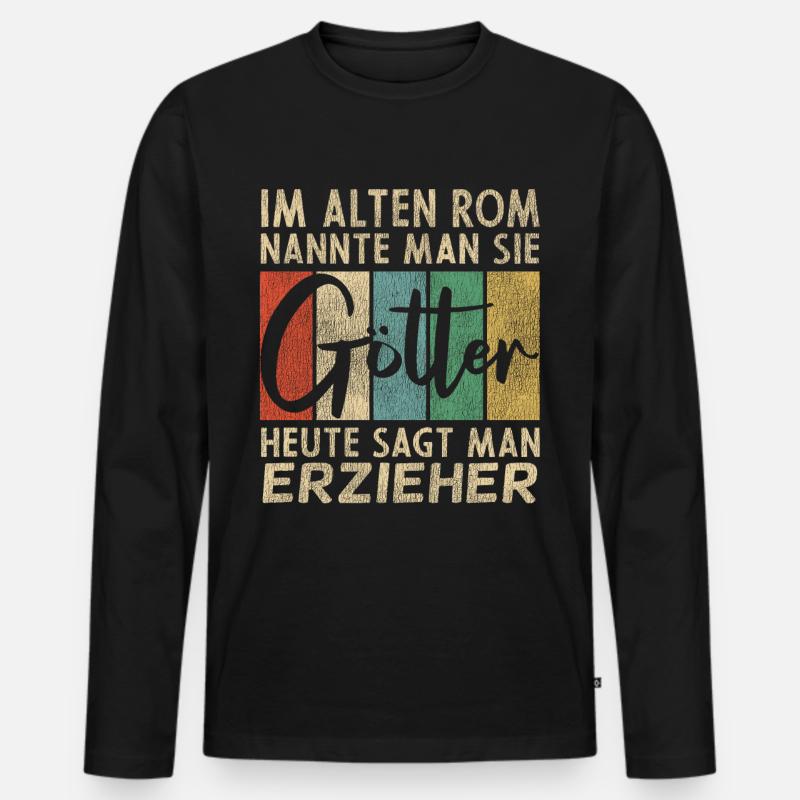 Lustige Erzieher Sprüche - Männer Premium Bio Langarmshirt - Schwarz
