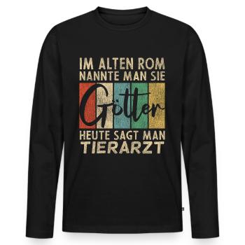 Lustige Tierarzt Sprüche - Männer Premium Bio Langarmshirt - Schwarz - Vorne - Nico (187cm)