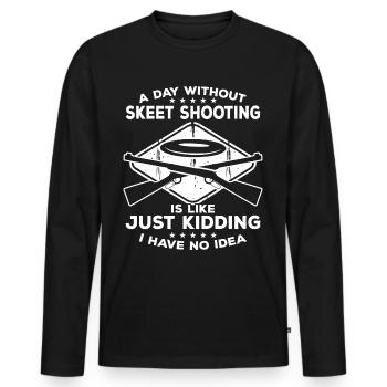 Skeet Schütze | Wurfscheibenschießen Geschenkideen - Männer Premium Bio Langarmshirt - Schwarz - Vorne - Nico (187cm)