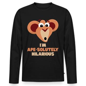 Monkey Funny Saying I'm Ape-solutely Hilarious - Men's Premium Organic Long Sleeve Shirt - black - Front - Nico (187cm)