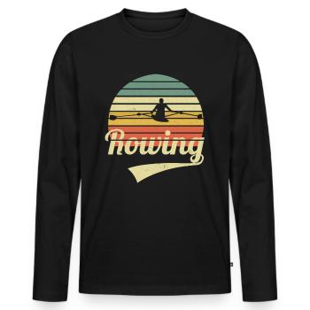 Rudern Ruderer Rowing Vintage Retro Rowing - Männer Premium Bio Langarmshirt - Schwarz - Vorne - Nico (187cm)
