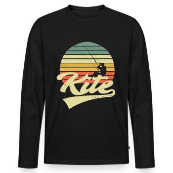 KITE Kitesurfing Kiting Kitesurfing Vintage Retro - Men's Premium Organic Long Sleeve Shirt - black - Front - Nico (187cm)