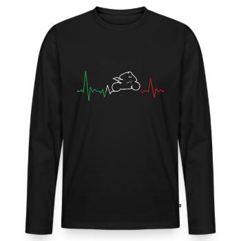 EKG Herzschlag Motorrad Italien Italo Biker - Männer Premium Bio Langarmshirt - Schwarz - Vorne - Nico (187cm)