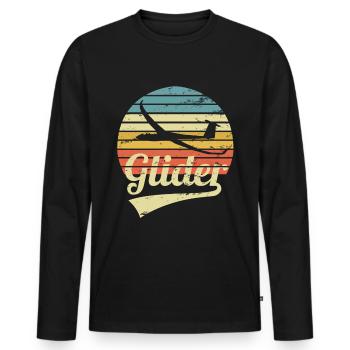 Segelflieger Segelflug Segelfliegen Glider Vintage - Männer Premium Bio Langarmshirt - Schwarz - Vorne - Nico (187cm)