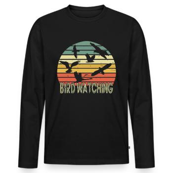 Observation des oiseaux Observation des oiseaux Vintage - T-shirt manches longues Premium bio Homme - noir - Devant - Nico (187cm)