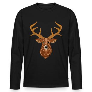 Deer head deer antler stag hunter hunting trophy - Men's Premium Organic Long Sleeve Shirt - black - Front - Nico (187cm)