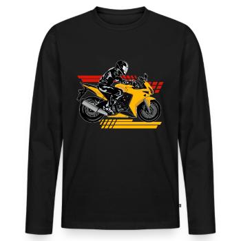 Motorcycle Bike - Men's Premium Organic Long Sleeve Shirt - black - Front - Nico (187cm)