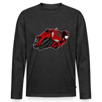 Course de genoux basculante de moto - T-shirt manches longues Premium bio Homme - anthracite chiné - Devant - Nico (187cm)