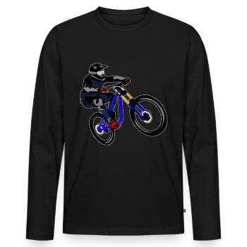 Downhill MTB Mountain Bike - Männer Premium Bio Langarmshirt - Schwarz - Vorne - Nico (187cm)
