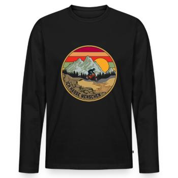 ICH HASSE MENSCHEN Mountainbike MTB Fahrrad - Männer Premium Bio Langarmshirt - Schwarz - Vorne - Nico (187cm)