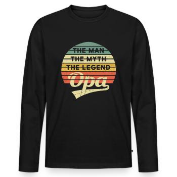 Opa Vintage Mann Mythos Legende Spruch Retro - Männer Premium Bio Langarmshirt - Schwarz - Vorne - Nico (187cm)