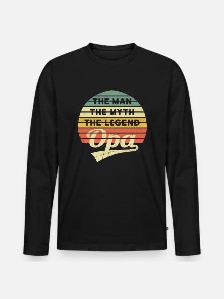Opa Vintage Mann Mythos Legende Spruch Retro - Männer Premium Bio Langarmshirt - Schwarz