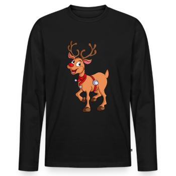 Renne renne noël renne - T-shirt manches longues Premium bio Homme - noir - Devant - Nico (187cm)