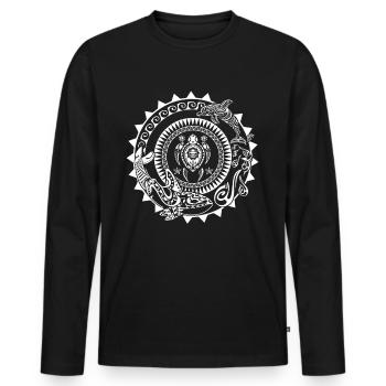 Maori Tattoo Turtle Dolphin Whale - Men's Premium Organic Long Sleeve Shirt - black - Front - Nico (187cm)