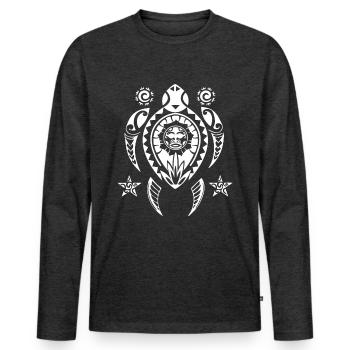 Tortue Maori Polynésie Plongée Tattoo - T-shirt manches longues Premium bio Homme - anthracite chiné - Devant - Nico (187cm)