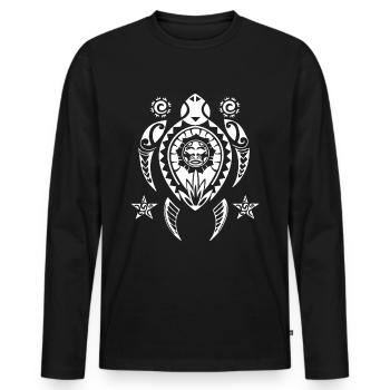 Schildkröte Maori Polynesien Tattoo Tauchen - Männer Premium Bio Langarmshirt - Schwarz - Vorne - Nico (187cm)