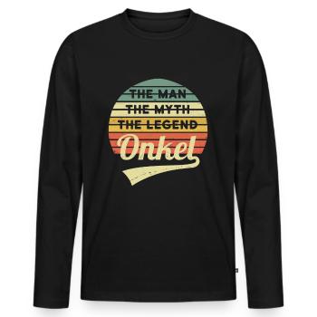 Uncle Man Myth Legend Vintage Retro - Men's Premium Organic Long Sleeve Shirt - black - Front - Nico (187cm)