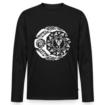Maori Skorpion Polynesien Tattoo Sonne Mond - Männer Premium Bio Langarmshirt - Schwarz - Vorne - Nico (187cm)
