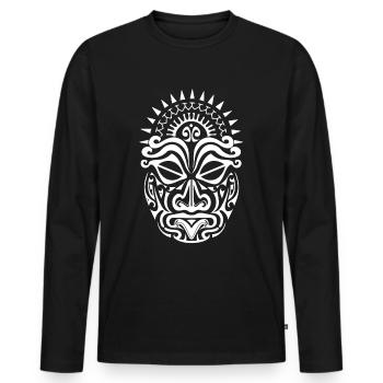 Maori mask polynesia tribal tattoo face - Men's Premium Organic Long Sleeve Shirt - black - Front - Nico (187cm)
