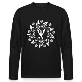 Skorpion Maori Polynesien Tribal Tattoo Sonne - Männer Premium Bio Langarmshirt - Schwarz - Vorne - Nico (187cm)