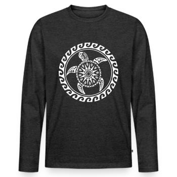 Tortue Maori Polynesia Tattoo Diver - T-shirt manches longues Premium bio Homme - anthracite chiné - Devant - Nico (187cm)