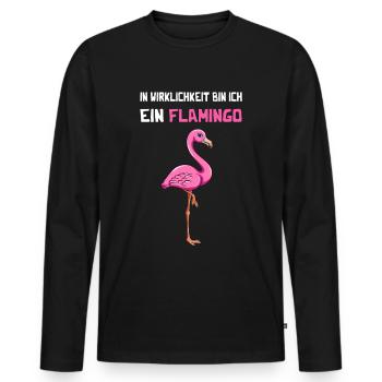 Flamingo Karneval Fasching Fastnacht - Männer Premium Bio Langarmshirt - Schwarz - Vorne - Nico (187cm)
